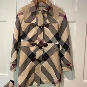 Burberry check toggle coat